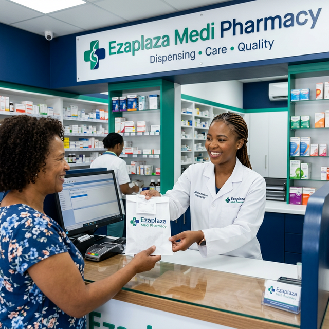 Pharmacist consulting with patient